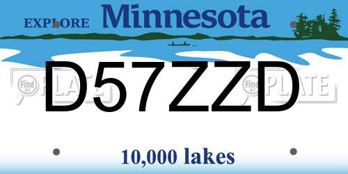 D57ZZD Minnesota License Plate