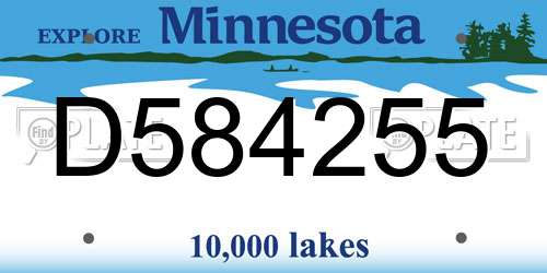 D584255 Minnesota License Plate