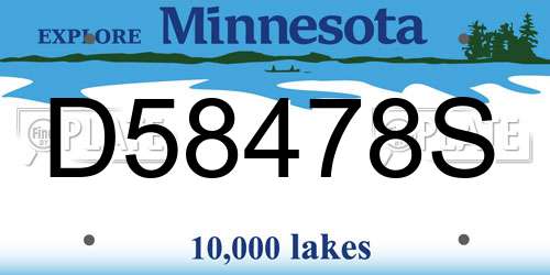 D58478S Minnesota License Plate