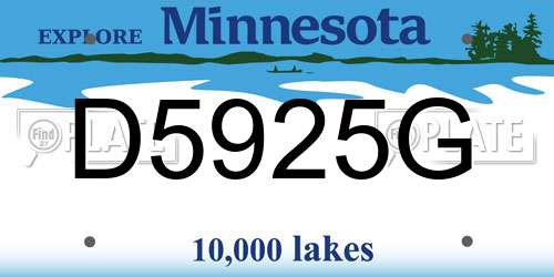 D5925G Minnesota License Plate