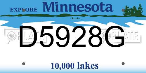D5928G Minnesota License Plate