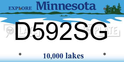 D592SG Minnesota License Plate