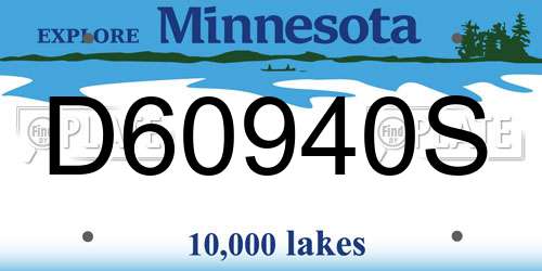 D60940S Minnesota License Plate