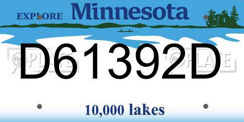 D61392D Minnesota License Plate