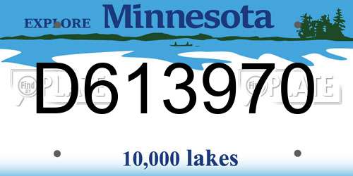 D613970 Minnesota License Plate