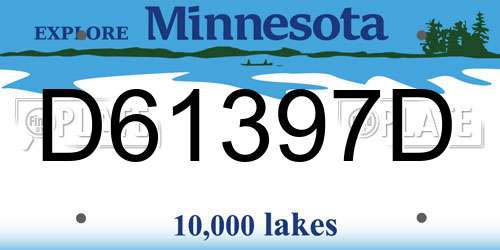 D61397D Minnesota License Plate