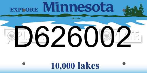 D626002 Minnesota License Plate