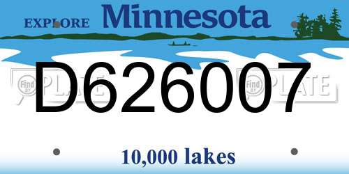 D626007 Minnesota License Plate