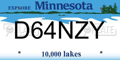 D64NZY Minnesota License Plate