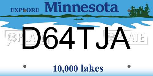D64TJA Minnesota License Plate