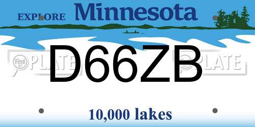 D66ZB Minnesota License Plate