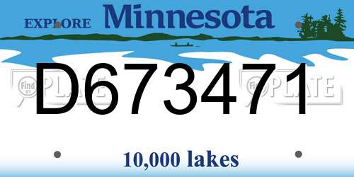 D673471 Minnesota License Plate