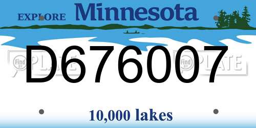 D676007 Minnesota License Plate