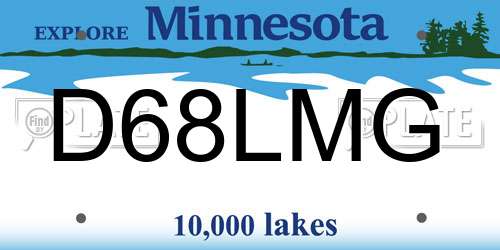 D68LMG Minnesota License Plate