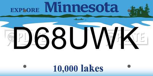 D68UWK Minnesota License Plate