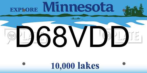 D68VDD Minnesota License Plate