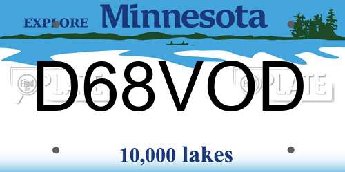 D68VOD Minnesota License Plate