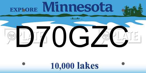 D70GZC Minnesota License Plate