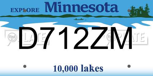 D712ZM Minnesota License Plate
