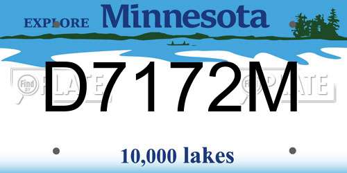 D7172M Minnesota License Plate