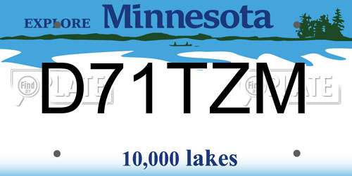 D71TZM Minnesota License Plate
