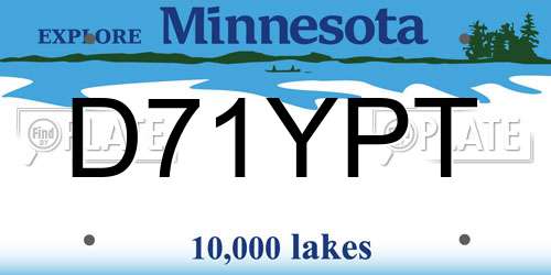 D71YPT Minnesota License Plate