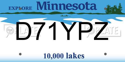 D71YPZ Minnesota License Plate