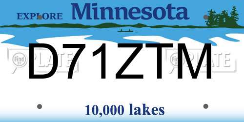 D71ZTM Minnesota License Plate