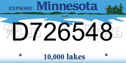D726548 Minnesota License Plate