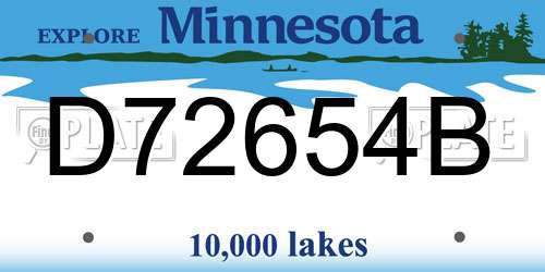 D72654B Minnesota License Plate