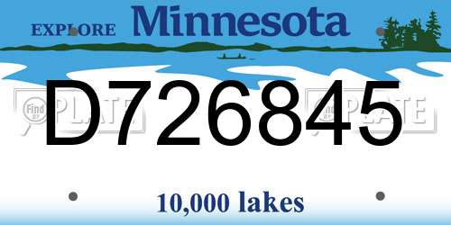 D726845 Minnesota License Plate