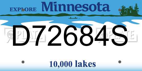 D72684S Minnesota License Plate