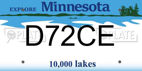 D72CE Minnesota License Plate