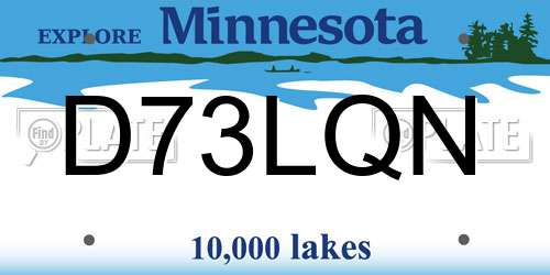 D73LQN Minnesota License Plate