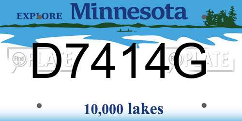 D7414G Minnesota License Plate