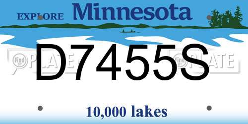 D7455S Minnesota License Plate
