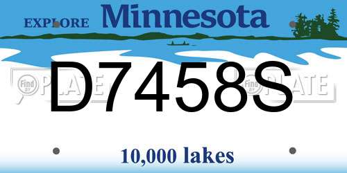 D7458S Minnesota License Plate