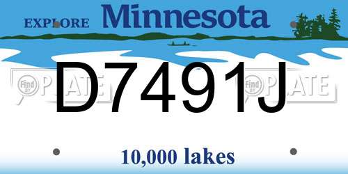 D7491J Minnesota License Plate