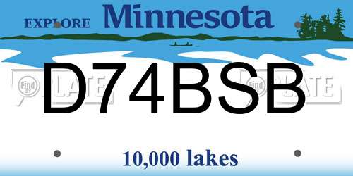 D74BSB Minnesota License Plate