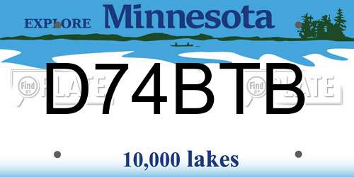 D74BTB Minnesota License Plate