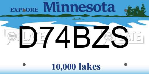 D74BZS Minnesota License Plate