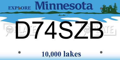 D74SZB Minnesota License Plate