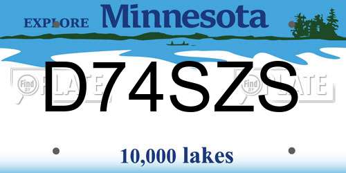 D74SZS Minnesota License Plate