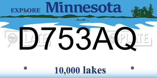 D753AQ Minnesota License Plate