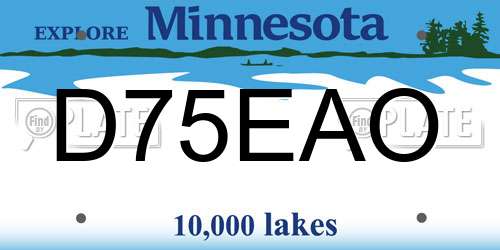 D75EAO Minnesota License Plate