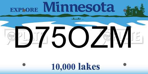 D75OZM Minnesota License Plate