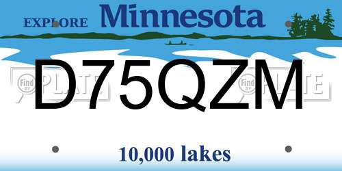 D75QZM Minnesota License Plate