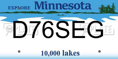 D76SEG Minnesota License Plate
