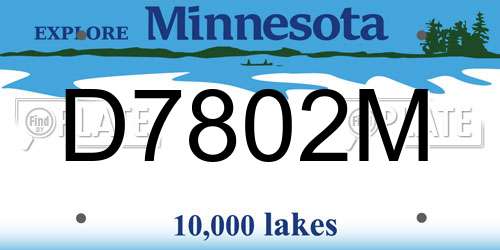D7802M Minnesota License Plate