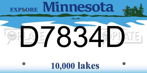 D7834D Minnesota License Plate